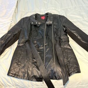 Guess Black Quilted Leather Jacket